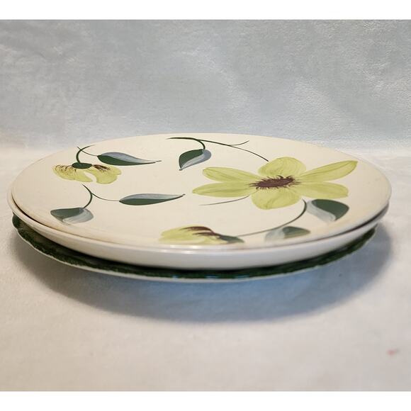 Vtg Blue Ridge Southern Potteries 3 Chartreuse 9" Dinner Plates Hand Painted - Picture 13 of 16